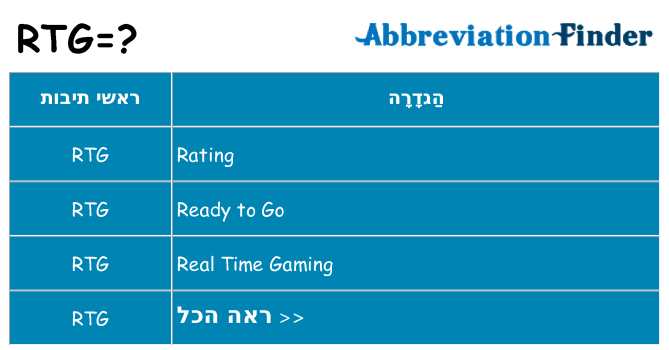 מה הפירוש rtg