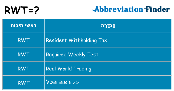 מה הפירוש rwt