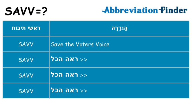מה הפירוש savv