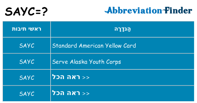 מה הפירוש sayc