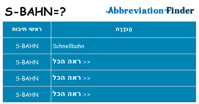 מה הפירוש s-bahn