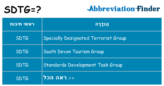 מה הפירוש sdtg