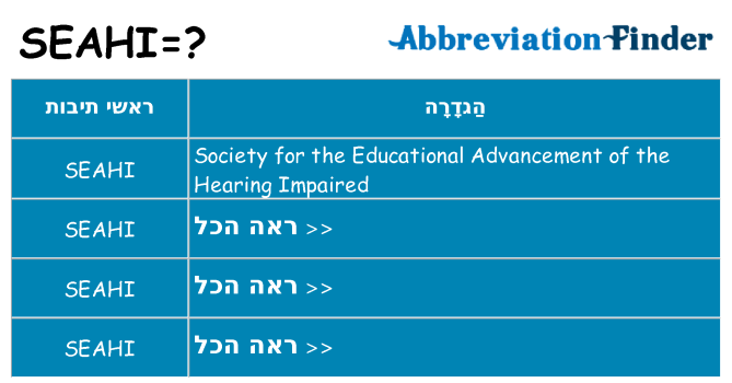 מה הפירוש seahi