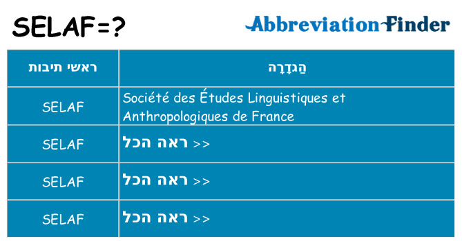 מה הפירוש selaf