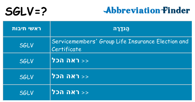 מה הפירוש sglv