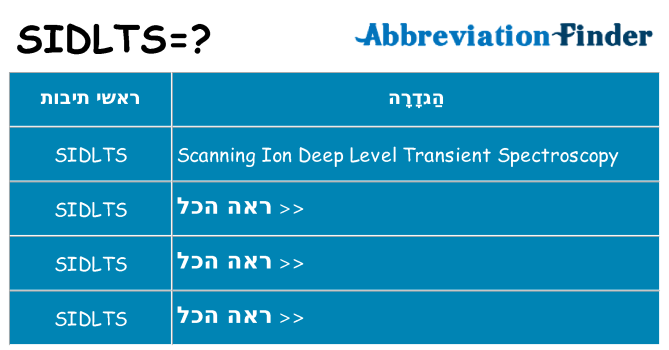 מה הפירוש sidlts