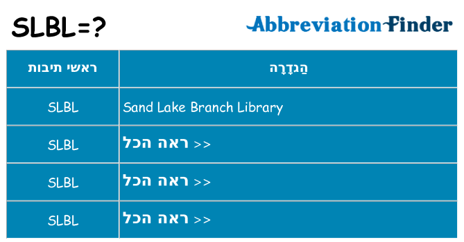 מה הפירוש slbl