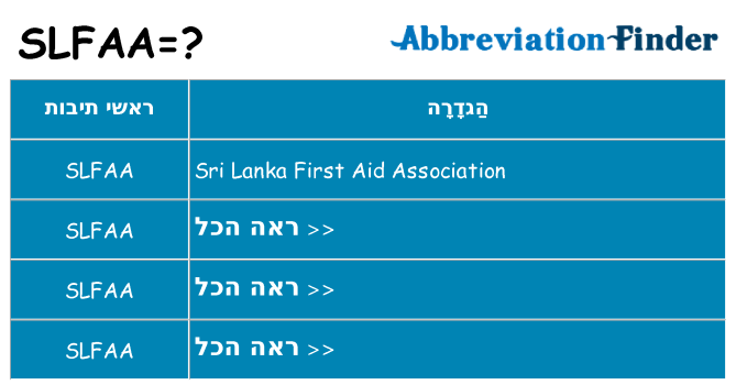 מה הפירוש slfaa