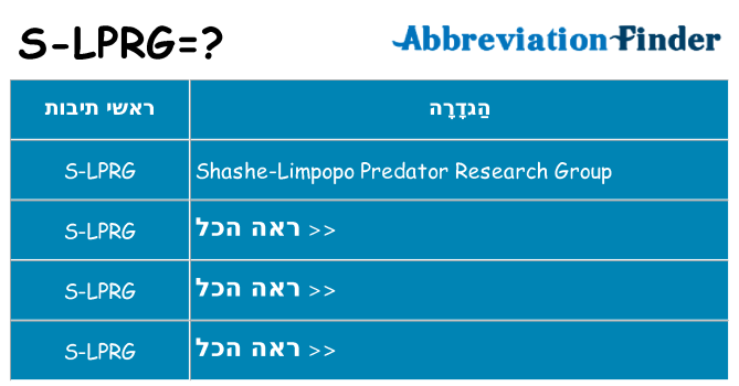 מה הפירוש s-lprg