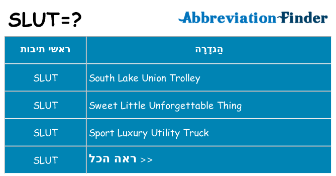 מה הפירוש slut