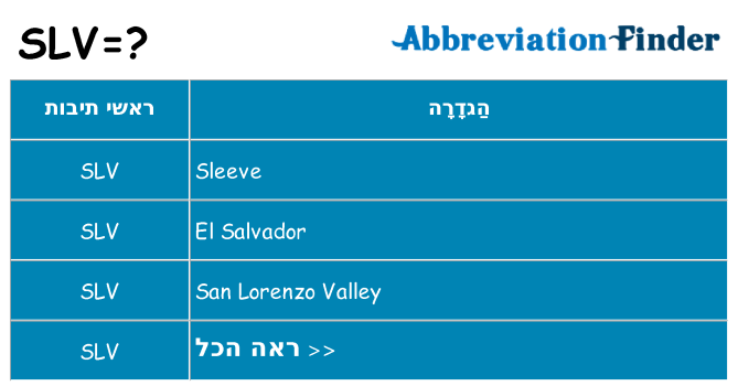 מה הפירוש slv