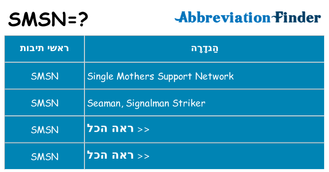 מה הפירוש smsn