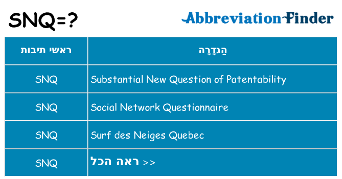 מה הפירוש snq