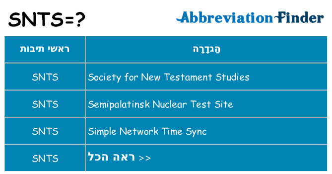 מה הפירוש snts