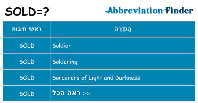 מה הפירוש sold