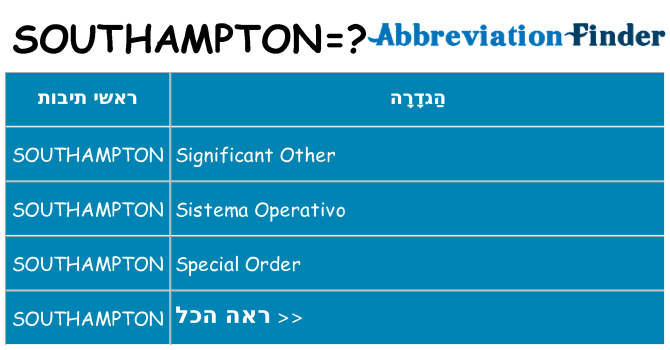 מה הפירוש southampton