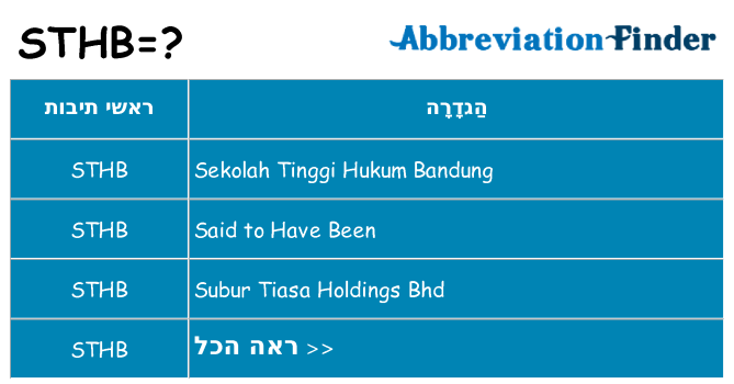 מה הפירוש sthb