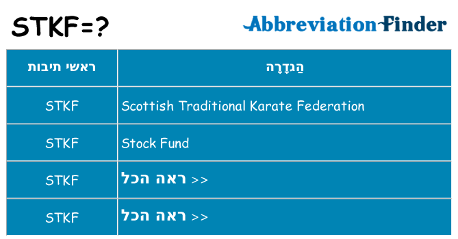 מה הפירוש stkf