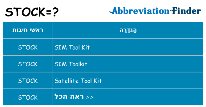 מה הפירוש stock