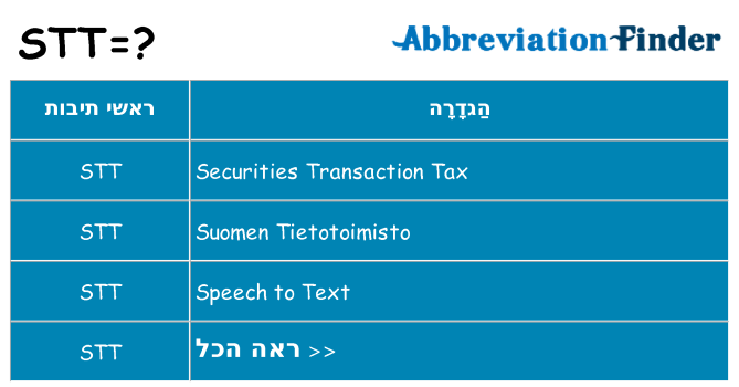 מה הפירוש stt