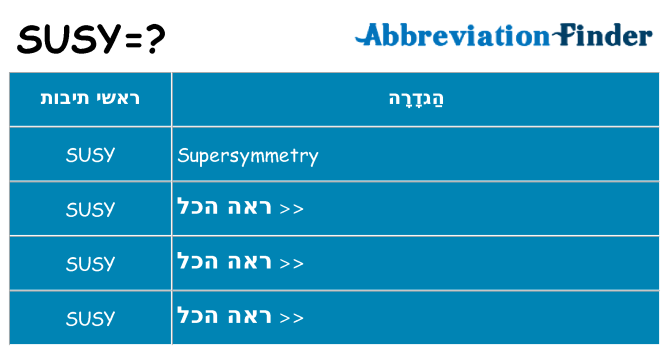 מה הפירוש susy