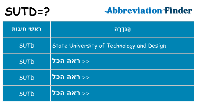 מה הפירוש sutd