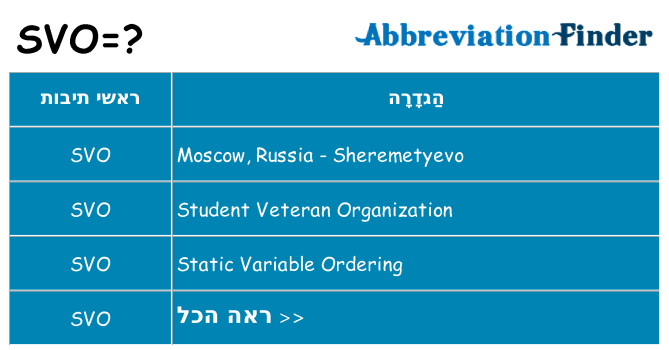 מה הפירוש svo