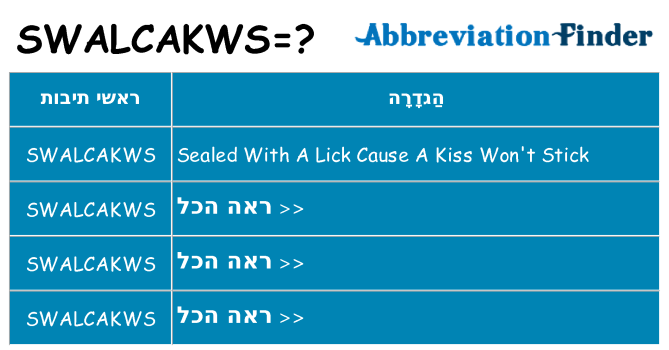 מה הפירוש swalcakws