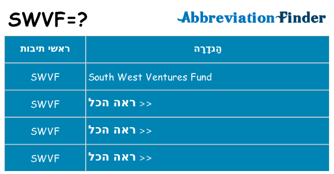 מה הפירוש swvf