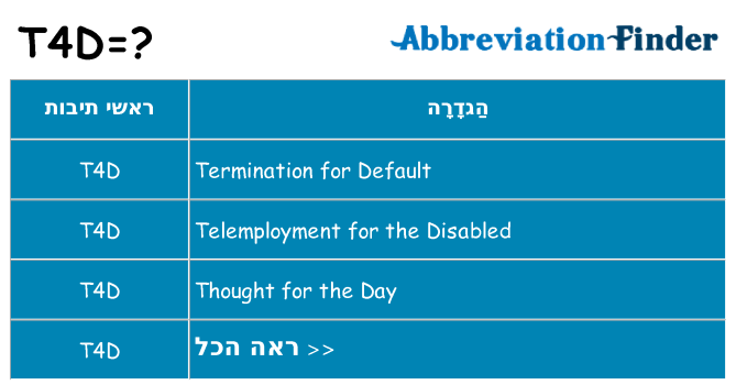 מה הפירוש t4d