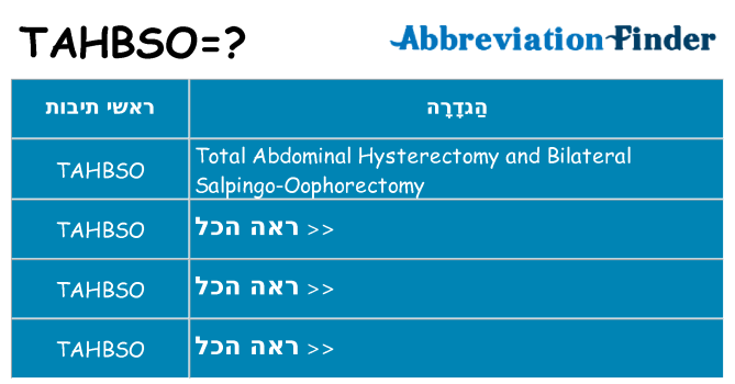מה הפירוש tahbso