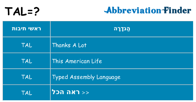 מה הפירוש tal