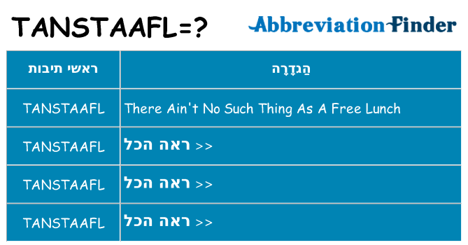 מה הפירוש tanstaafl