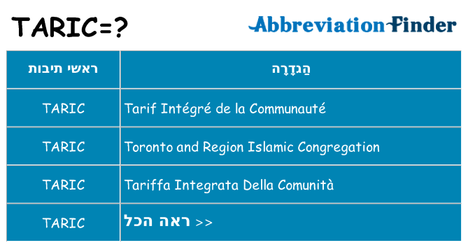 מה הפירוש taric