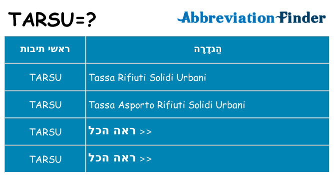 מה הפירוש tarsu
