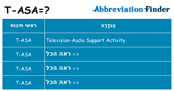מה הפירוש t-asa