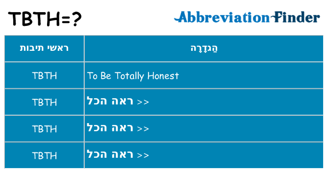 מה הפירוש tbth