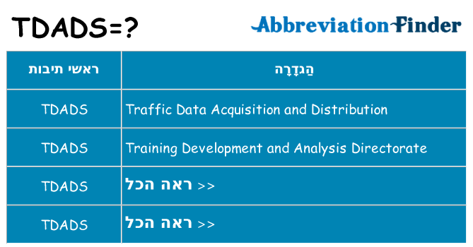 מה הפירוש tdads