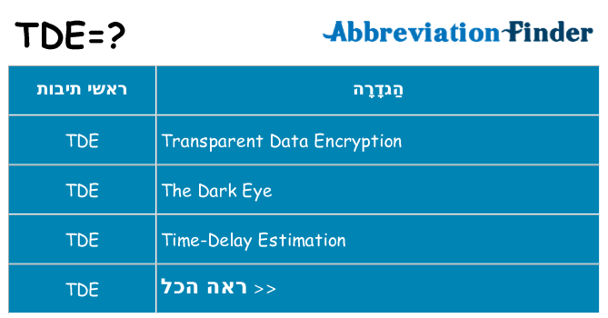 מה הפירוש tde