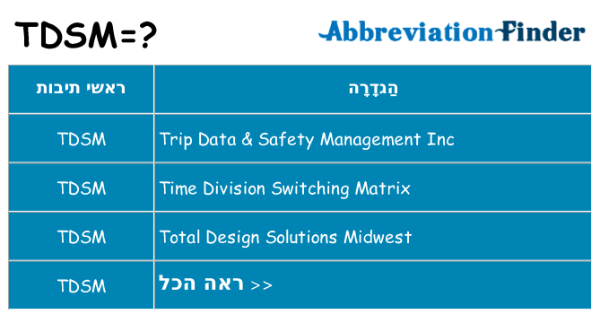 מה הפירוש tdsm