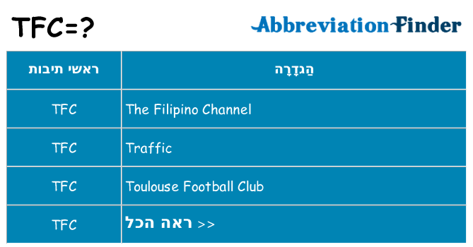 מה הפירוש tfc