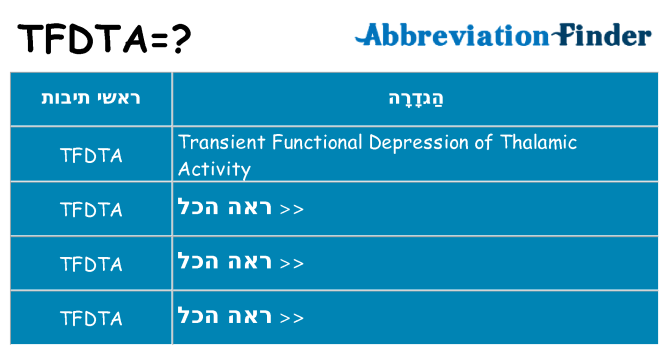 מה הפירוש tfdta