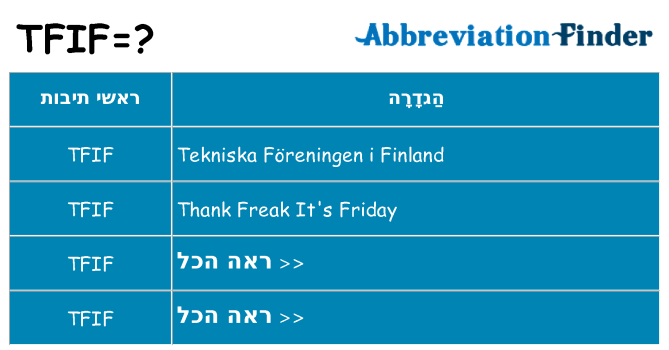 מה הפירוש tfif