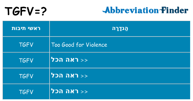 מה הפירוש tgfv