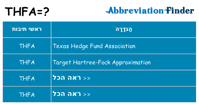 מה הפירוש thfa
