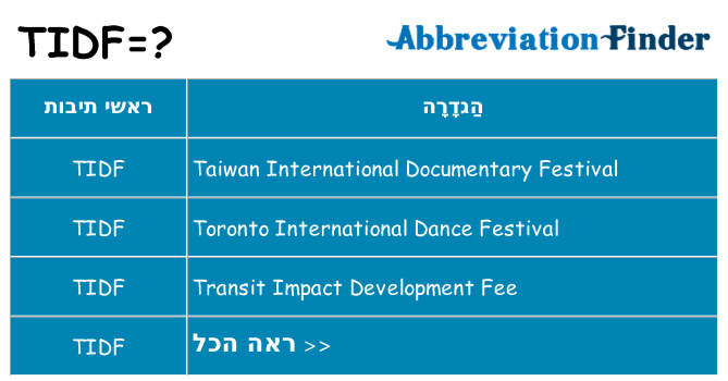 מה הפירוש tidf