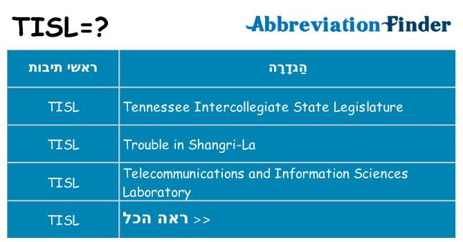 מה הפירוש tisl