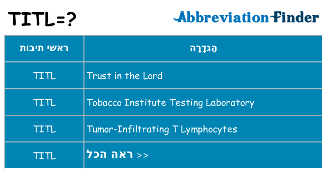 מה הפירוש titl