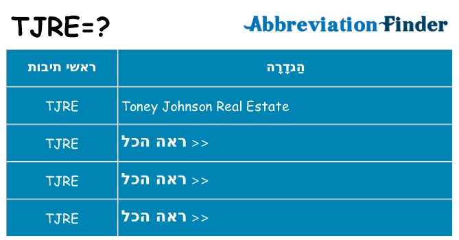 מה הפירוש tjre