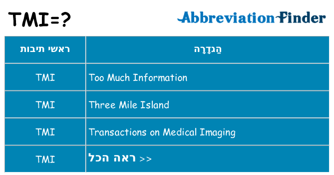 מה הפירוש tmi